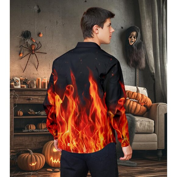 Men's Halloween 1-12 Long Sleeve Button Down Casual Slim Fit Dress Shirts - Picture 5 of 6